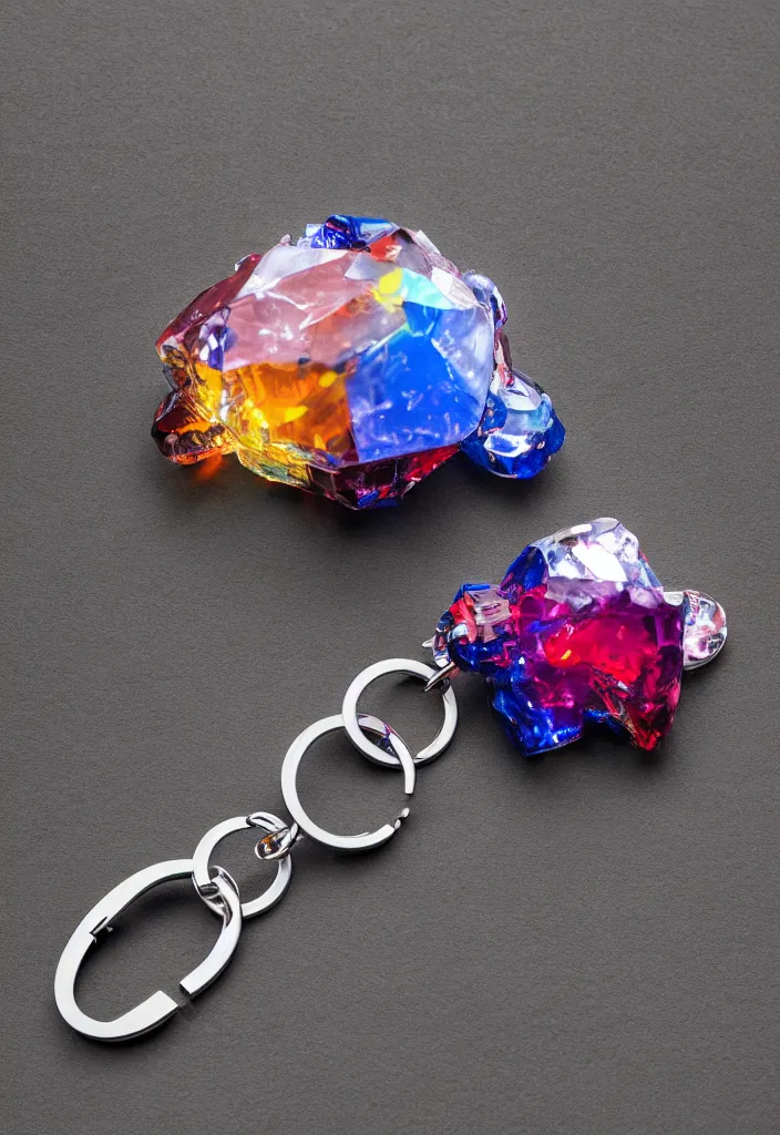 Prompt: a small colourful crystal bear keychain by greg rutkowski, sung choi, mitchell mohrhauser, maciej kuciara, johnson ting, maxim verehin, peter konig, 8 k photorealistic, cinematic lighting, hd, high details, dramatic, atmosphereric, trending on artstation