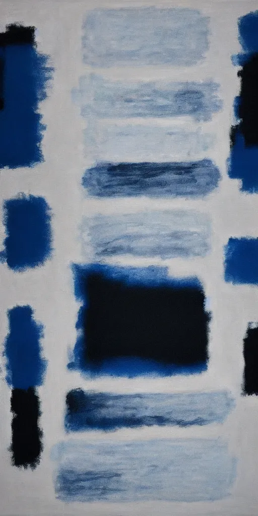 Image similar to painting, black and blue, in the style of mark rothko