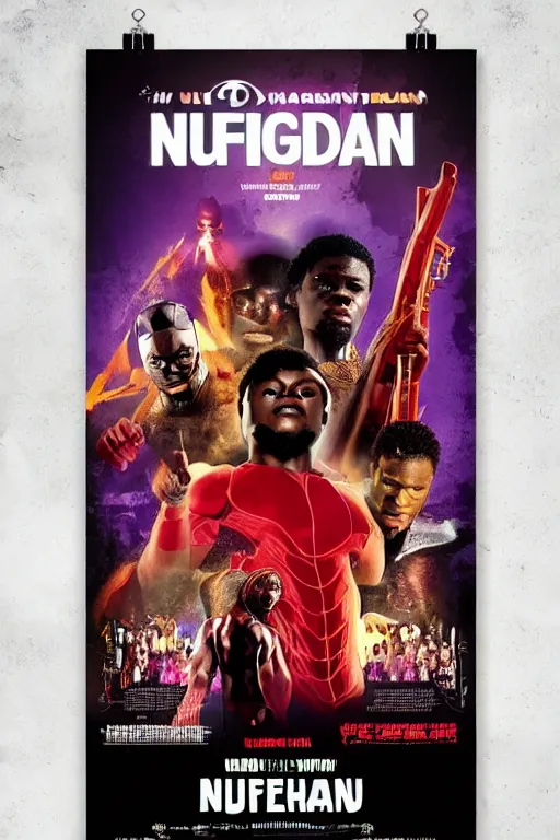 Image similar to nigerian superhero, an ultrafine detailed movie poster, poster design, concert poster