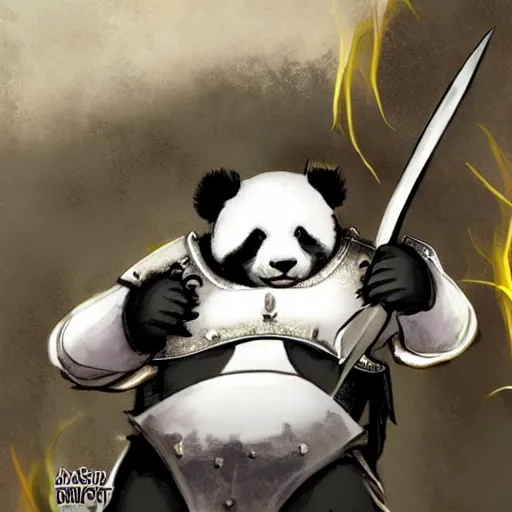 Image similar to a panda in templar knight armor fighting cthulhu