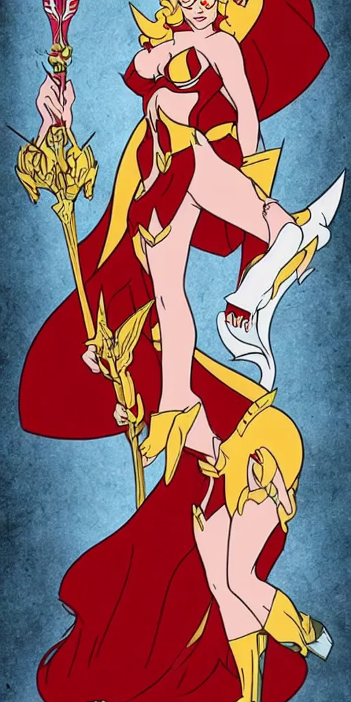 Image similar to Full body pin-up photo of Christina Hendricks as She-Ra