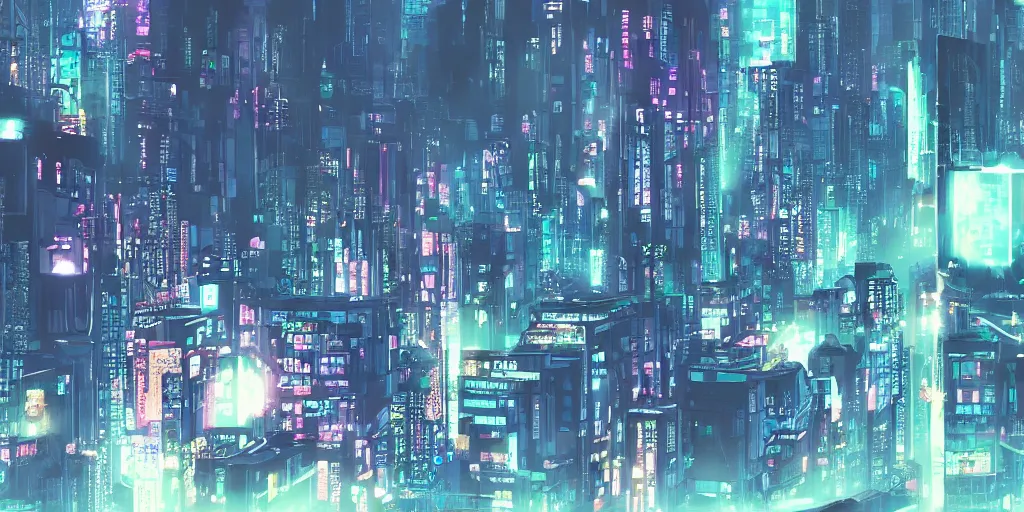 Image similar to city in the style of cyberpunk, singular gigantic building focus, space sky, anime illustration, cinematic