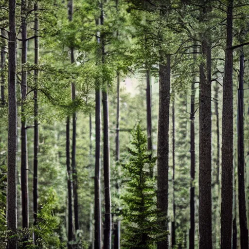 Image similar to national geographic photo of cute soviet block of flats in forest by ivan shishkin, bokeh