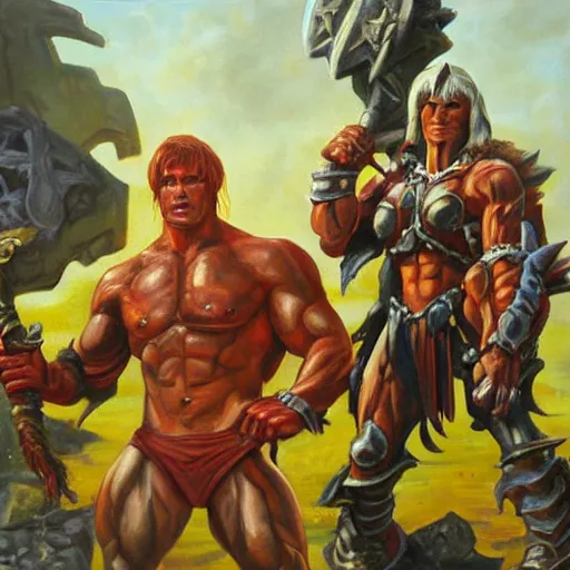 Prompt: masters of the universe, highly detailed oil painting