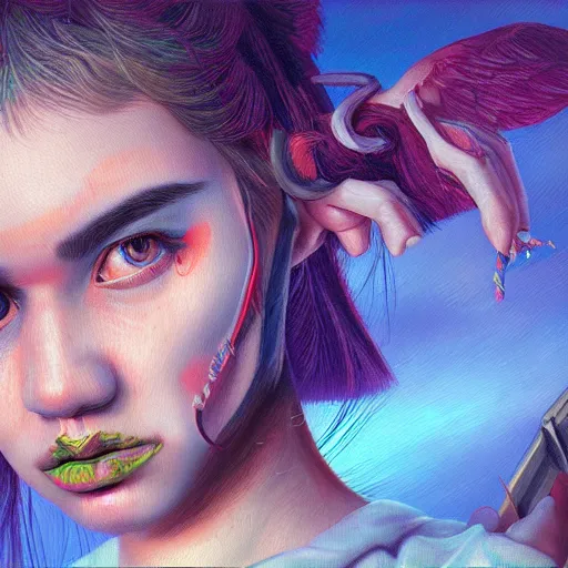 Image similar to genesis music made by grimes, oil painting, ultradetailed, artstation, ultradetailed, digital painting, ultradetailed