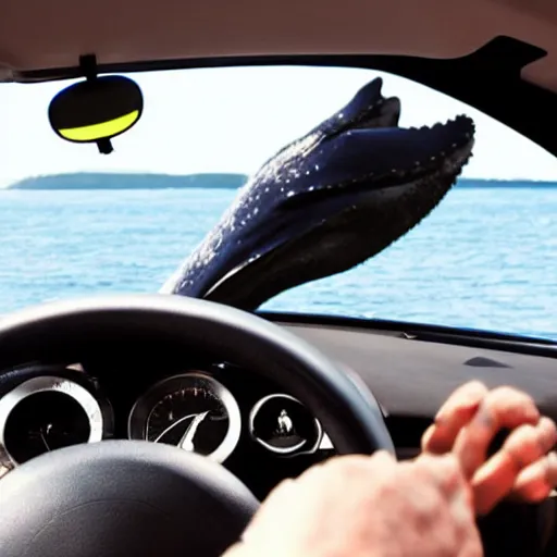 Image similar to whale holding steering wheel