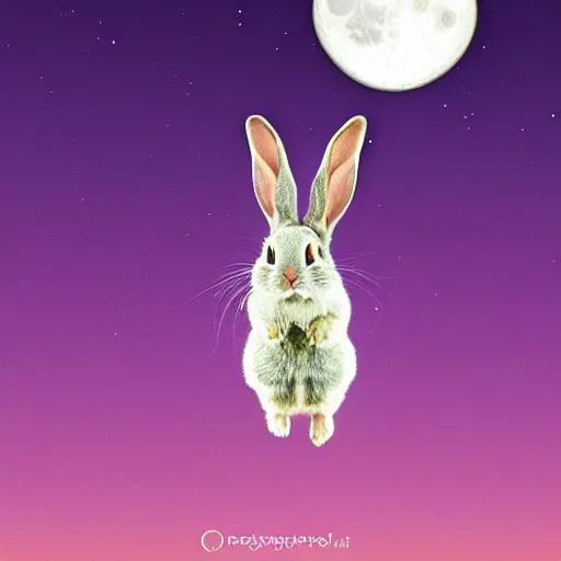 Prompt: a rabbit jumping to the moon