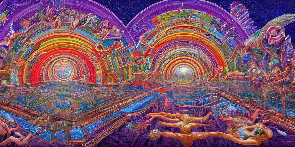 Image similar to memory palace, masterpiece composition, 8 k resolution, ultra fine illustration, art by alex grey and tokio aoyama, highly detailed,