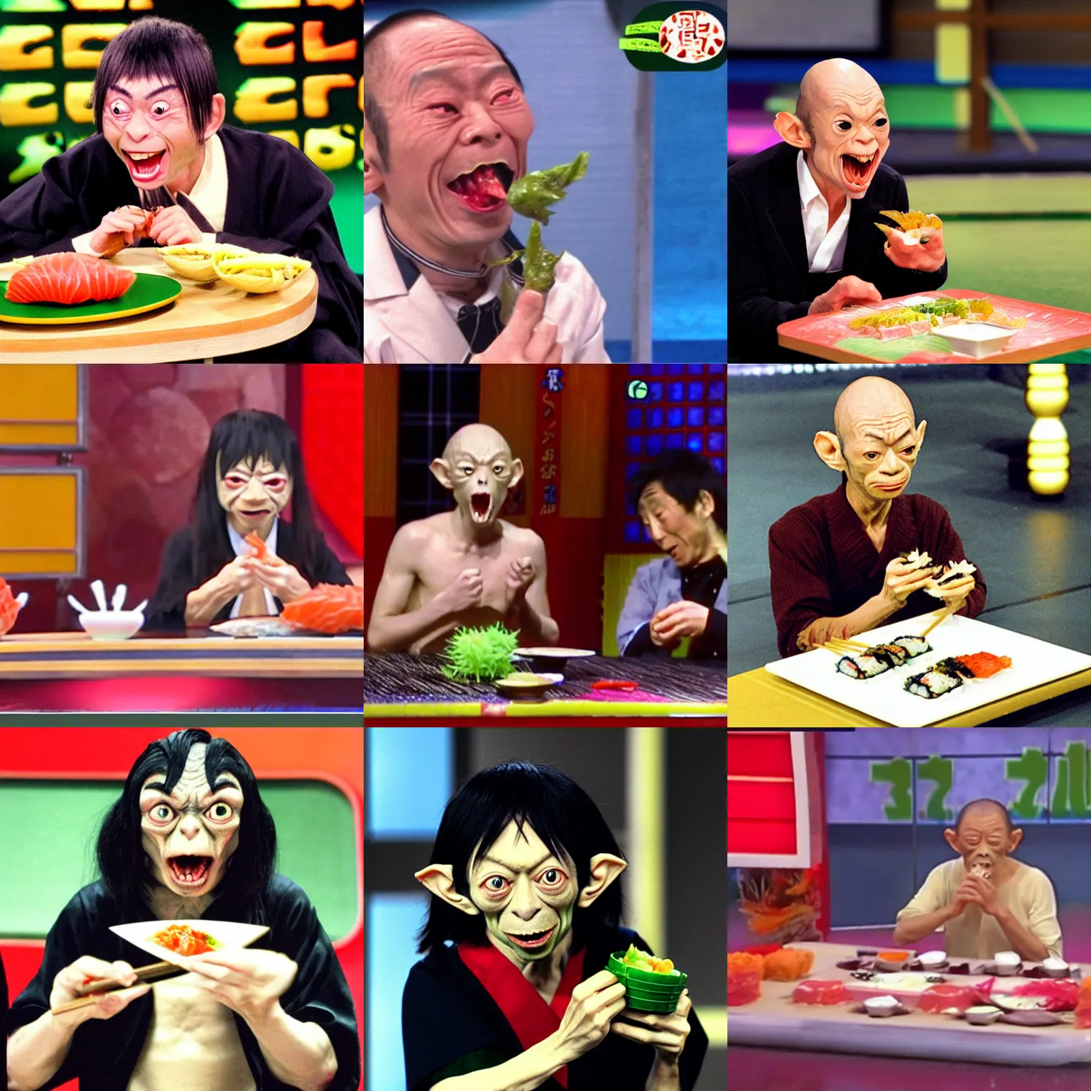 gollum eating sushi on japanese game show Stable Diffusion OpenArt