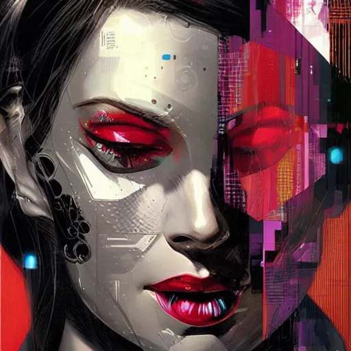 Image similar to portrait of a female android, by MARVEL comics and Sandra Chevrier