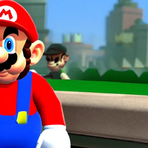 Image similar to Blario, a French pipe fitter from the Bronx in Mario 64