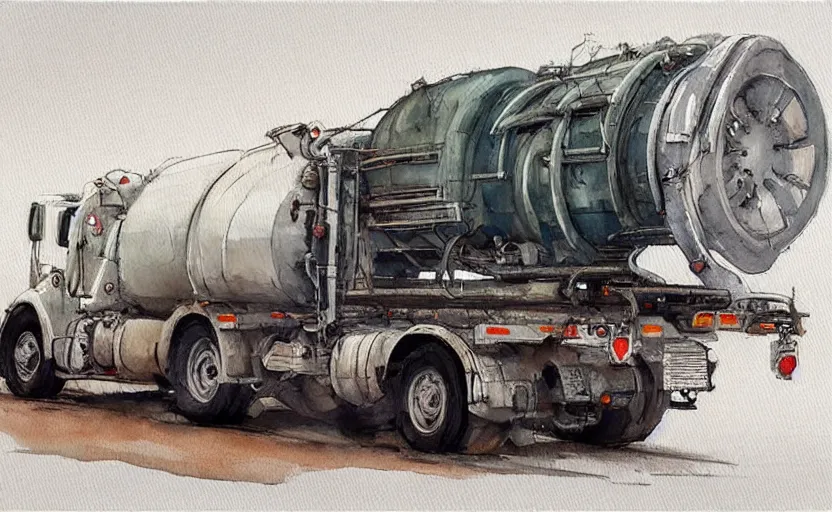 Image similar to concept art of a fuel truck, pinterest, artstation trending, behance, watercolor, by coby whitmore, silver, laser light,