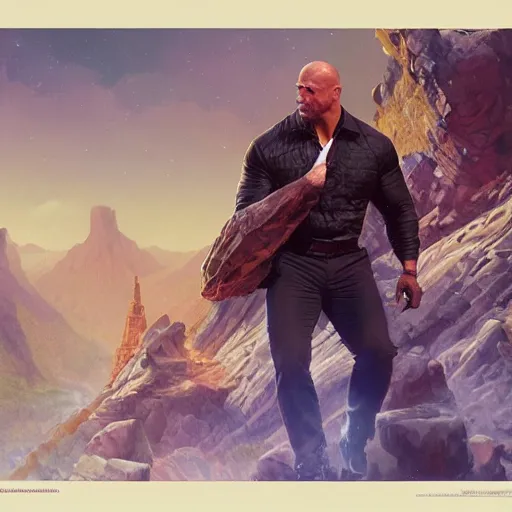 Image similar to Dwayne Johnson and Ryan Gosling Save the World, fantasy, intricate, elegant, highly detailed, digital painting, artstation, concept art, smooth, sharp focus, illustration, art by artgerm and greg rutkowski and alphonse mucha