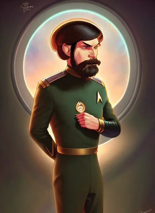 Image similar to cute star trek officer grigori rasputin, natural lighting, path traced, highly detailed, high quality, digital painting, by don bluth and ross tran and studio ghibli and alphonse mucha, artgerm