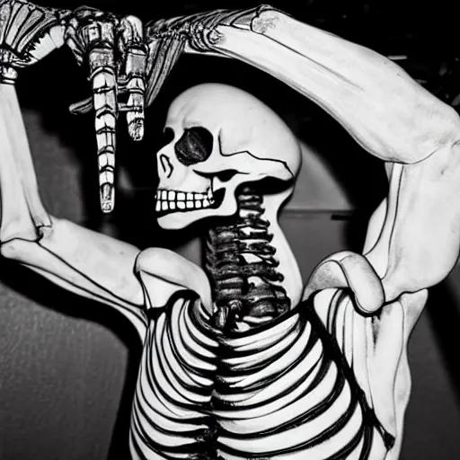 Prompt: a skeleton drinking at a club in los angeles