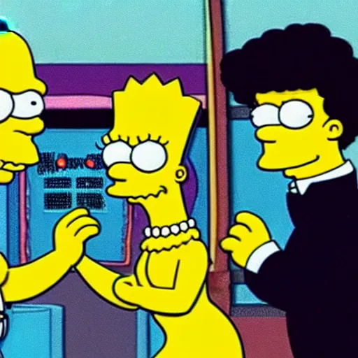 Prompt: the Simpsons in the movie matrix
