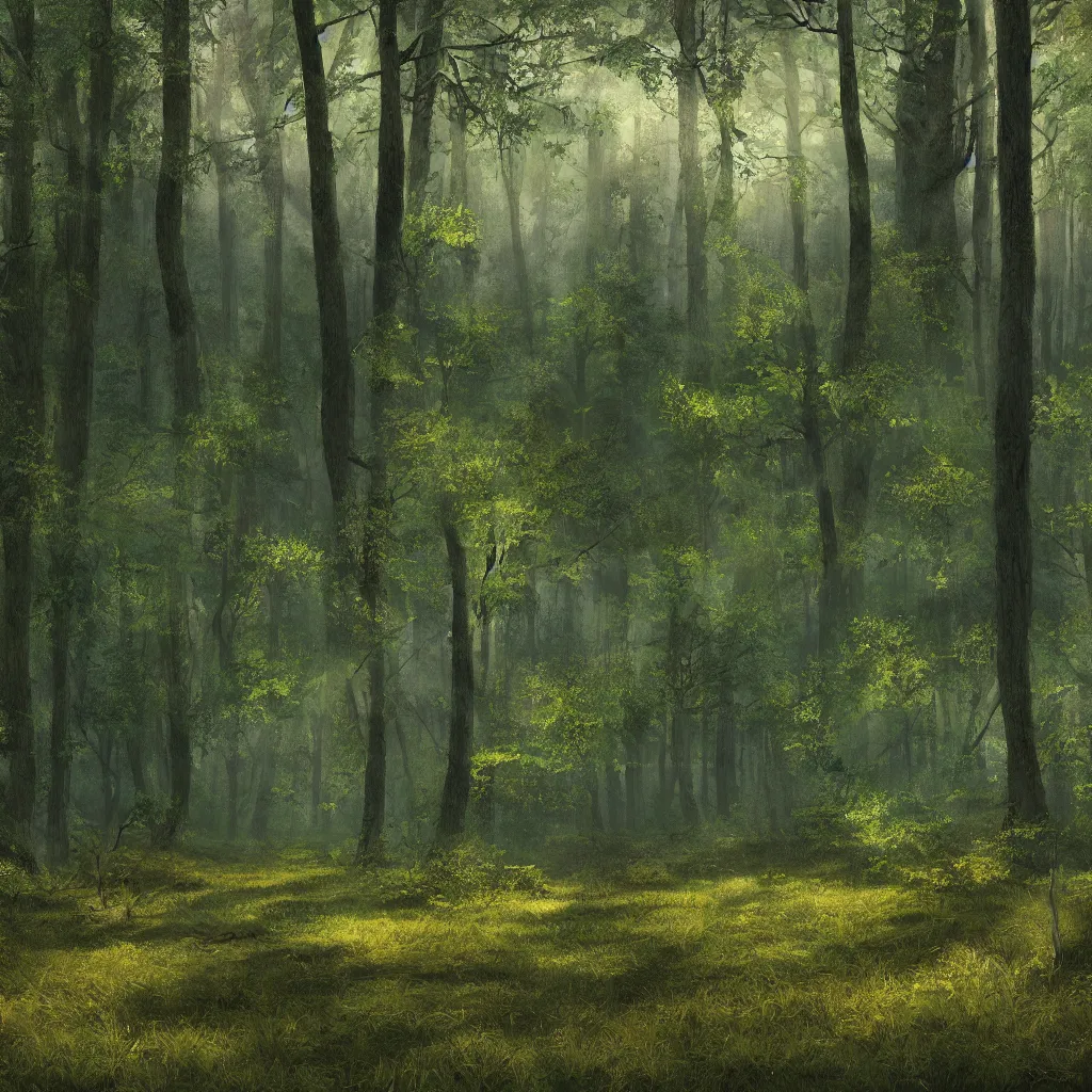 Image similar to a clearing in a forest, digital art, highly detailed, realistic, bright colors, 8 k, trending on artstation, studio lighting