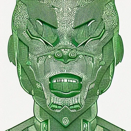 Image similar to glyph design intricate in the graphic style of Matt Sanz and DC Comics, hyper detailed, trending on artstation, green tones