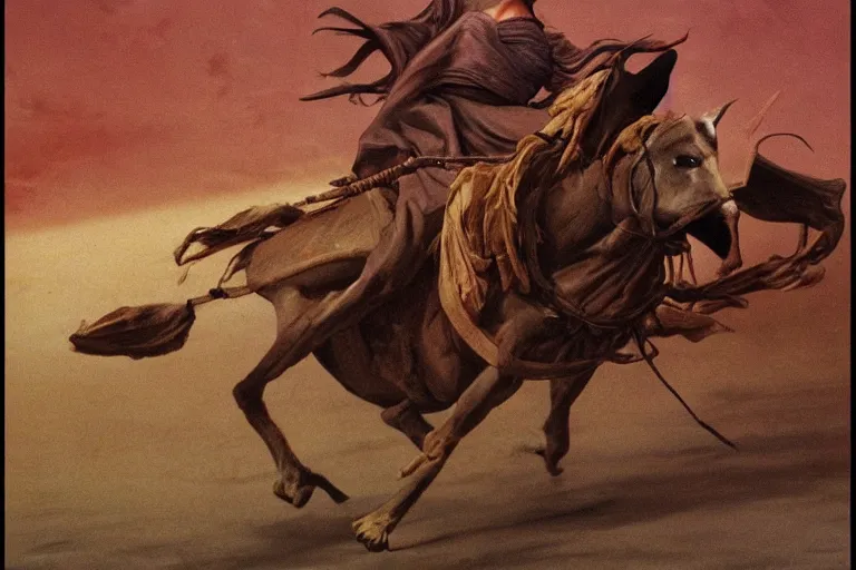 Prompt: revolutionary girl utena riding a donkey in the style of Tekken 4, beksinski