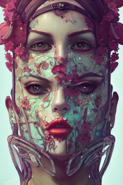 Image similar to symmetry!! portrait of floral! borderlands 3 psycho, intricate, elegant, highly detailed, digital painting, artstation, concept art, smooth, sharp focus, illustration, art by wlop and rossdraws and mike winkelmann, 8 k