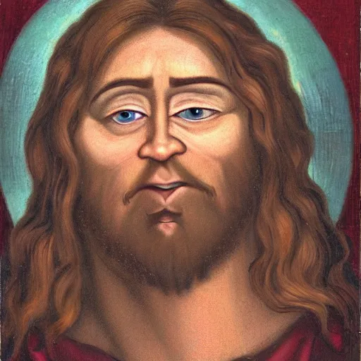 Image similar to portrait of jesus christ as an ugly troll