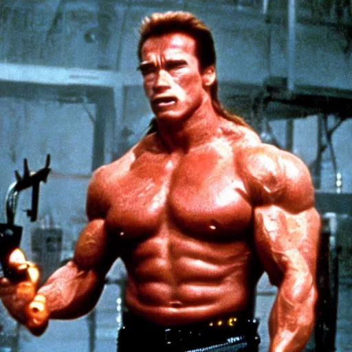 Prompt: arnold schwarzenegger as a boar in the movie the terminator, film quality, cinematic