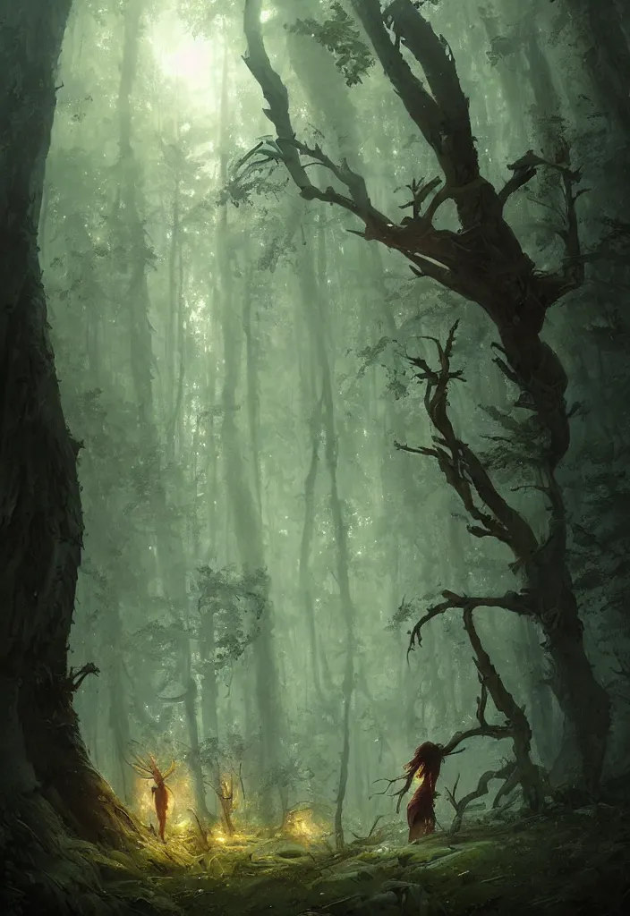 Image similar to Spirit soul of forest, by Greg Rutkowski