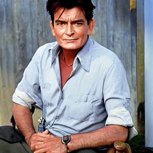 Prompt: charlie sheen in bonanza