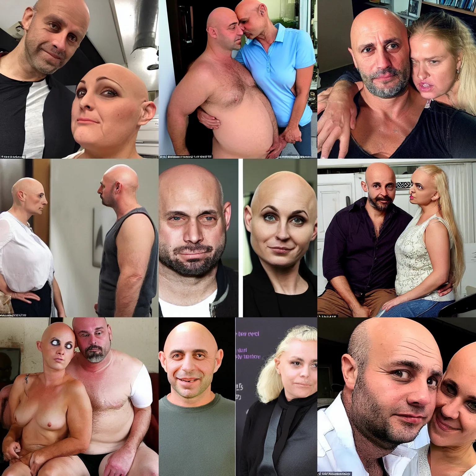 Prompt: rat - faced bald weak austrian - looking dude with a creepy obsession with his much younger married overweight and soul - drained female blonde colleague