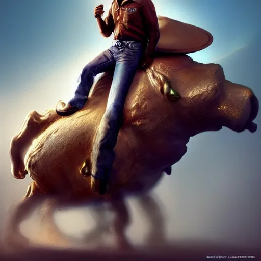 Image similar to a cowboy riding a tardigrade , made by Stanley Artgerm Lau, WLOP, Rossdraws, ArtStation, CGSociety, concept art, cgsociety, octane render, trending on artstation, artstationHD, artstationHQ, unreal engine, 4k, 8k,