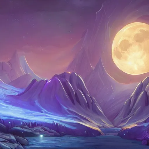 Image similar to moonlight ((((light pillar)))), magic light, moon night, hearthstone art style, epic fantasy style art, fantasy epic digital art, epic fantasy card game art