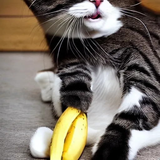 Prompt: cat eating banana