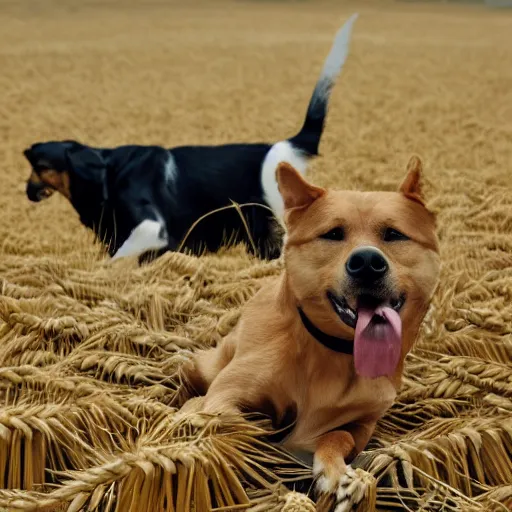 Image similar to dog with human legs eating wheat treats