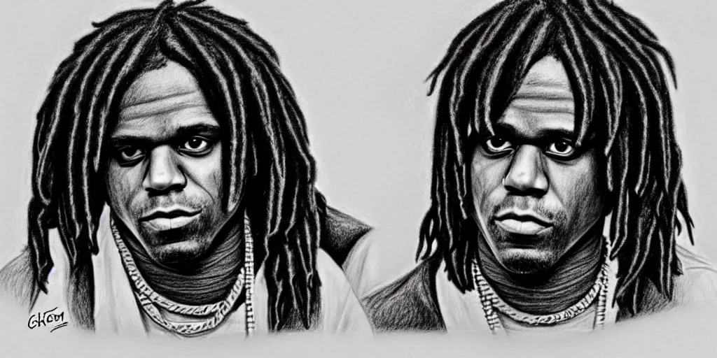 Prompt: chief keef as a muslim pencil drawing very detailed