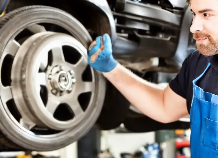 Image similar to film still of a hamster working as a mechanic in an auto shop, 8 k