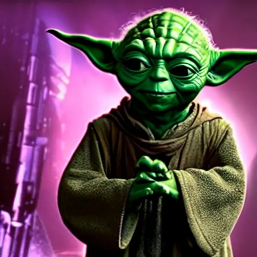 Image similar to a still of Yoda playing batman in the Batman (2022), sharp focus, detailed, centered,