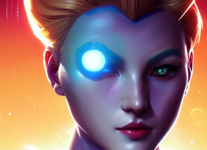 Image similar to symmetry!! portrait of sailor uranus! alien in the style of horizon zero dawn, machine face, intricate, elegant, highly detailed, digital painting, artstation, concept art, smooth, sharp focus, illustration, art by artgerm and ross tran and greg rutkowski and alphonse mucha, 8 k