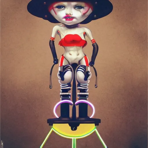 Image similar to robotic cheerleaders, pop surrealism, lowbrow, realistic, dystopian athmosphere