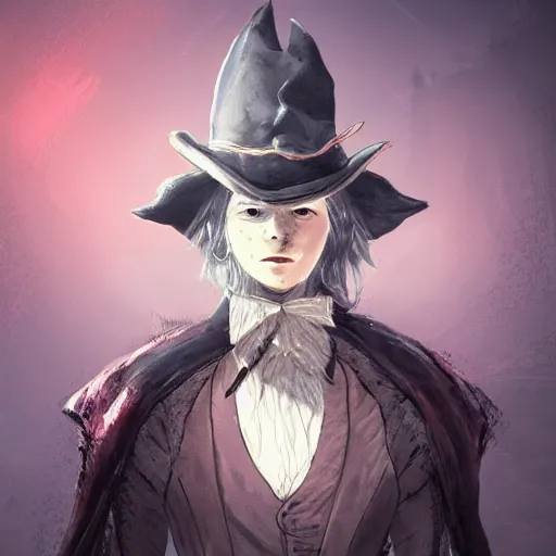 Prompt: A portrait of a character from Bloodborne, in the style of Steven Universe, 4k, trending on artstation, tasteful, bokeh, hyperrealistic, highly detailed, good proportions