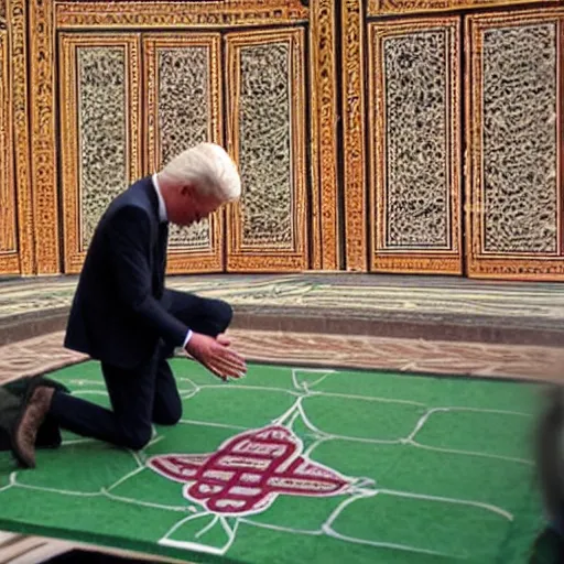 Image similar to geert on his knees praying to mecca, Qiblah