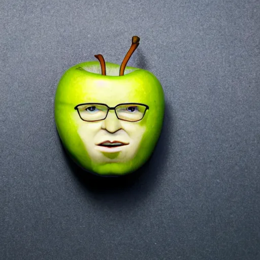 Prompt: an apple that looks like tim cook. professional food photography.