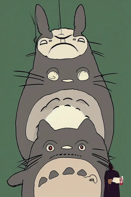Prompt: portrait of totoro as donald trump by studio ghibli