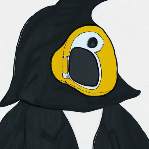 Prompt: portrait of a penguin wearign a midevil plague doctor mask