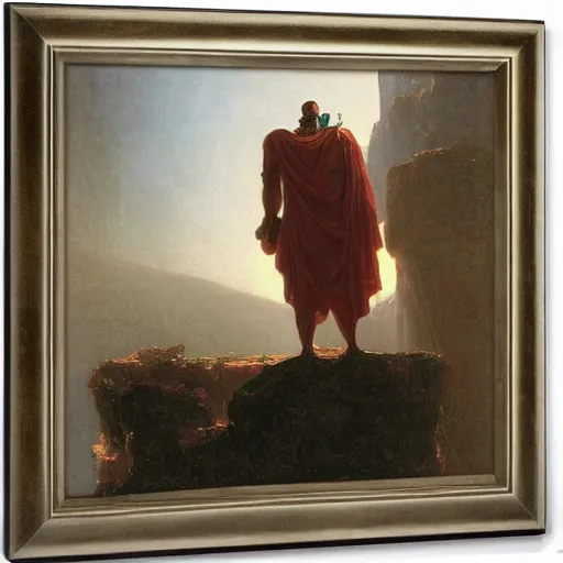 Prompt: a robot standing on the ledge by thomas cole