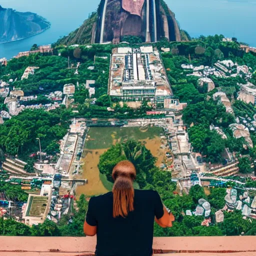 Image similar to high quality portrait of a monkey in front of Christ The Redeemer, studio photograph, photograph, realistic photo, 8k photo, 4k photo, stock photo, high resolution, cinematic shot, high detail