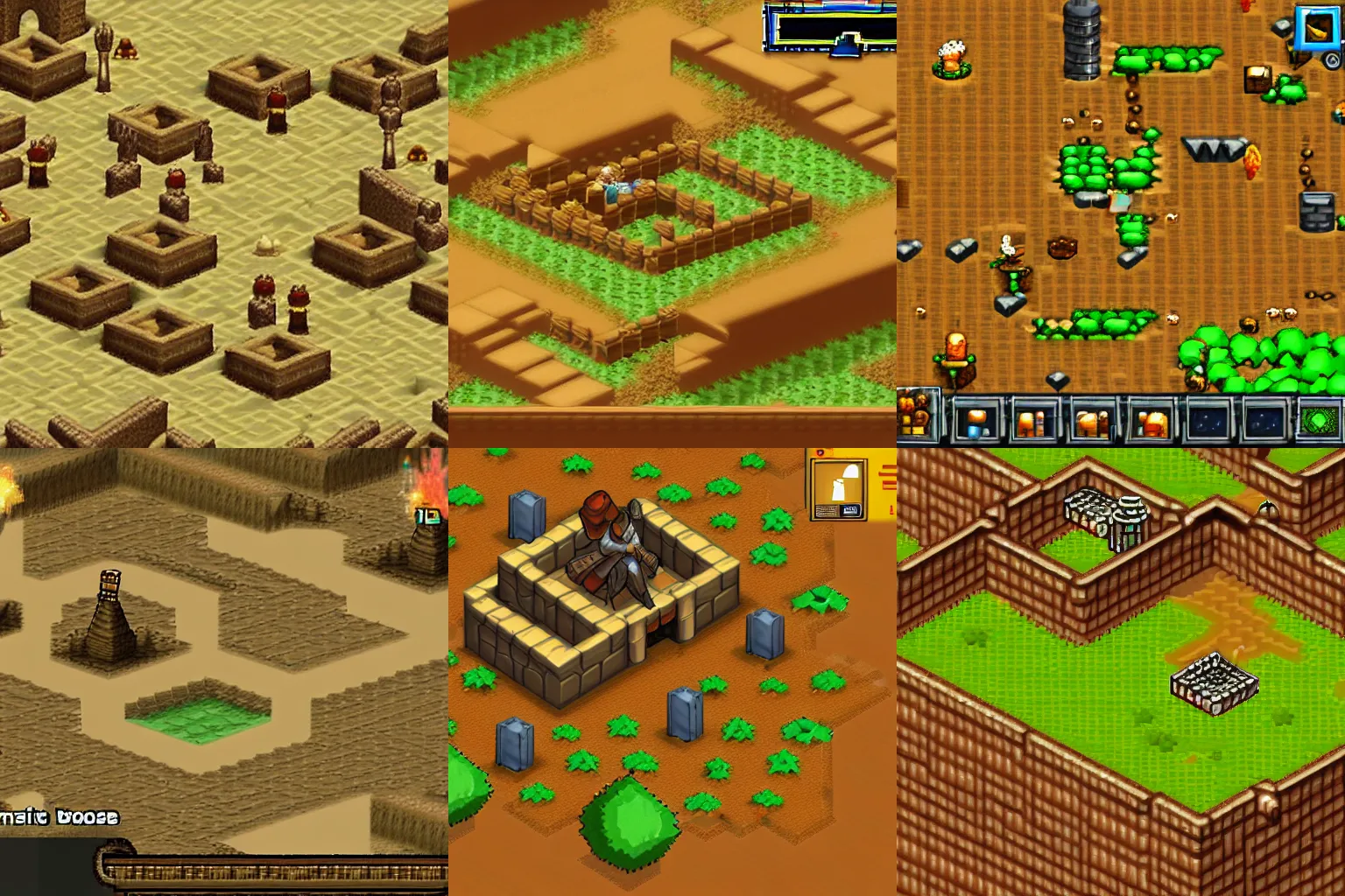 Prompt: isometric JRPG desert, boss battle gameplay screenshot on Nintendo DS