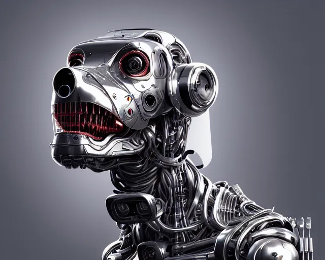 Image similar to portrait of terminator dachshund robot, mechanical, machine, octane render, concept art, sharp focus, hyper - realistic, intricate, detailed, eduard pronin, luka mivsek, ruan jia