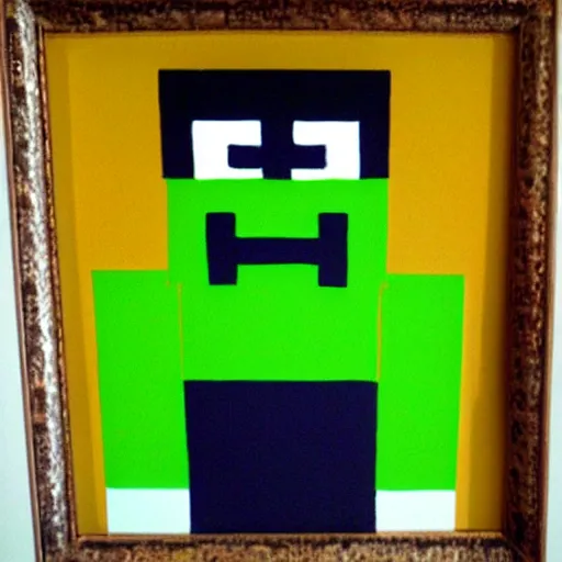 Image similar to oil painting of minecraft creeper