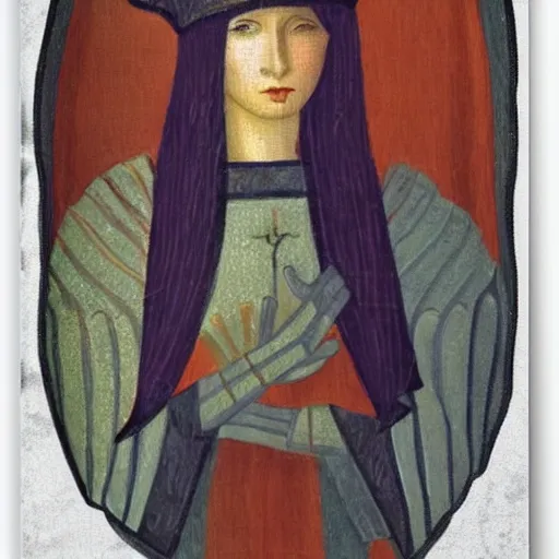Image similar to beautiful young medieval queen by violet oakley