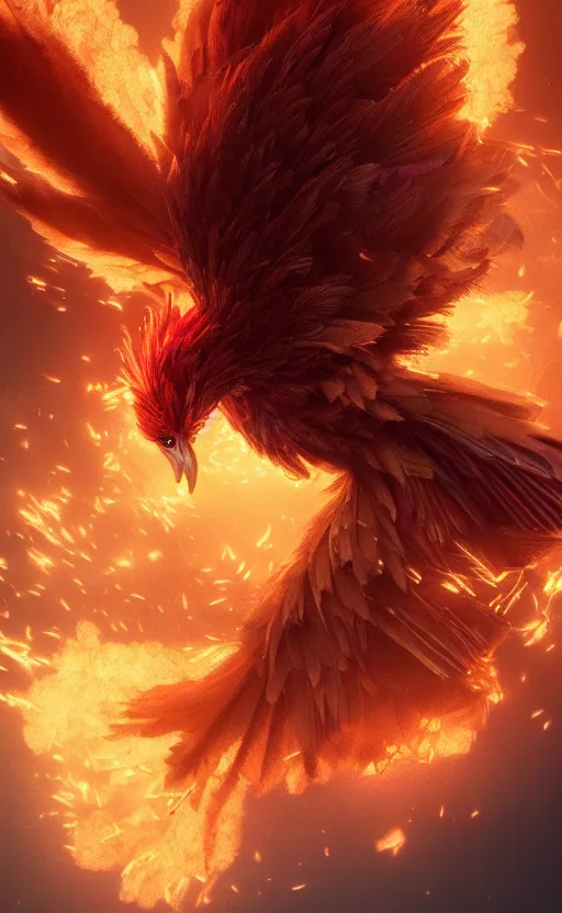 Image similar to a phoenix bird, fire, ash electric, furry, soft, concept art, sharp focus, intricate details, highly detailed, photorealistic, disney pixar, octane render, iridescent, anime, 8 k